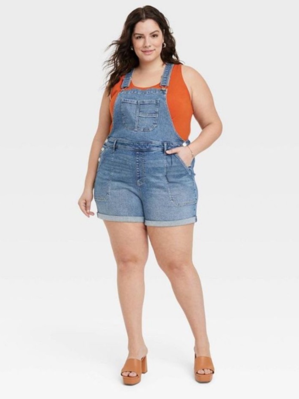 Ava & Viv Medium Wash Overalls Shortalls Womens Plus size 18W NWT